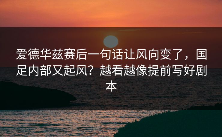 爱德华兹赛后一句话让风向变了，国足内部又起风？越看越像提前写好剧本