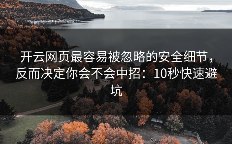 开云网页最容易被忽略的安全细节，反而决定你会不会中招：10秒快速避坑