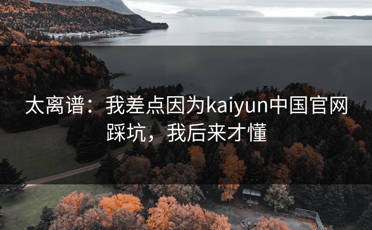 太离谱：我差点因为kaiyun中国官网踩坑，我后来才懂
