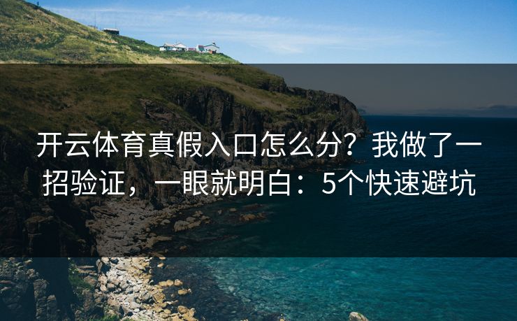 开云体育真假入口怎么分？我做了一招验证，一眼就明白：5个快速避坑